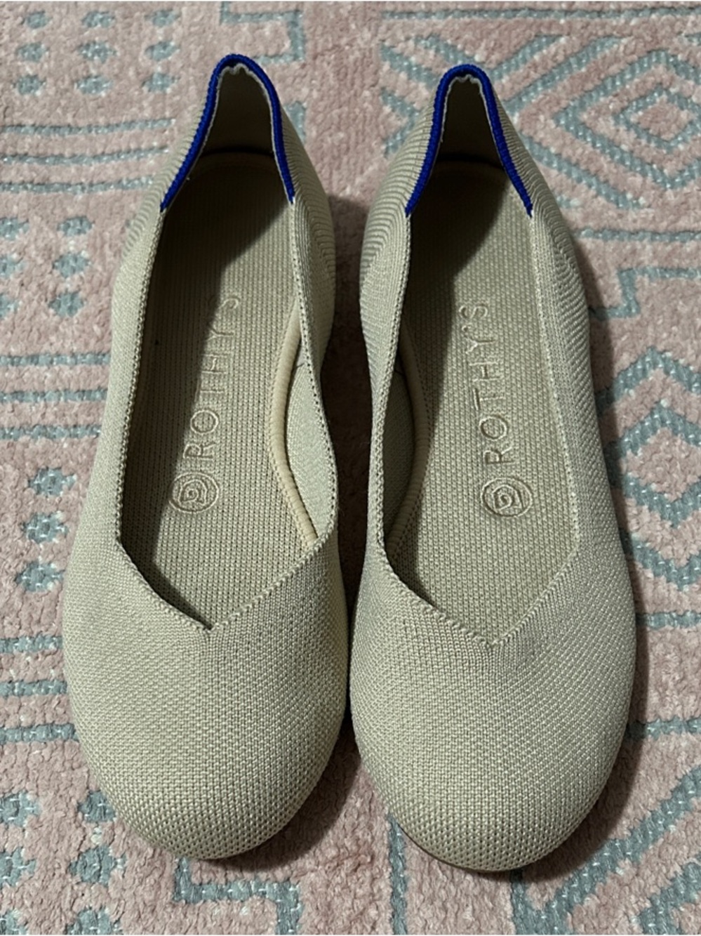 Rothys Beige Knit Slip-On Flats 6.5